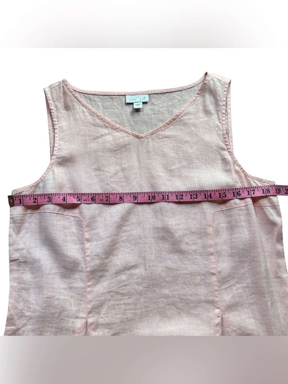 J. Jill Love Linen Light Pink Sleeveless Shift Dress Summer Vacation Size Small - Picture 4 of 11